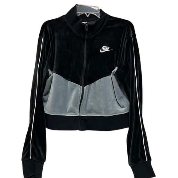 Nike Velour Zip Up Sweater Cropped - Picture 1 of 8